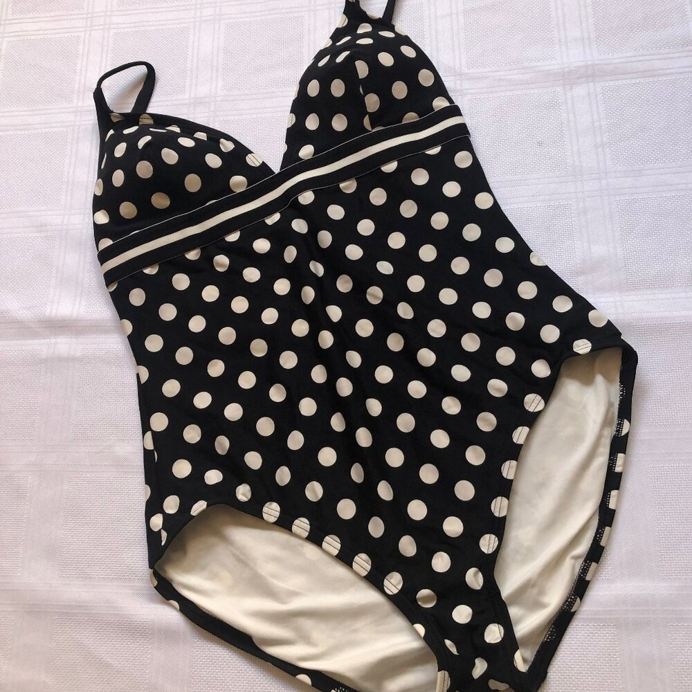 Vintage style New without tags black and white polka dots Kate Spade swimsuit L